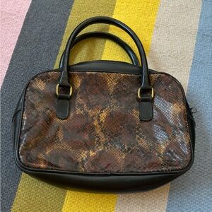 Brown and Black Snake Print Handbag
